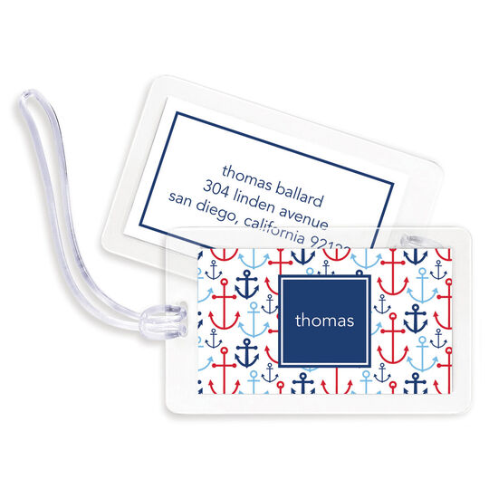 Blue Happy Anchors Luggage Tags